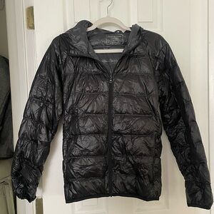 Kids Black Hooded Puffer Jacket — Packable Warmth